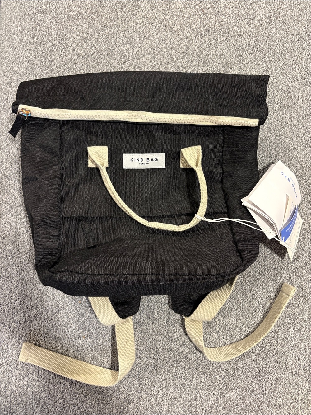 Kind Bag London Backpack with Cream Handles